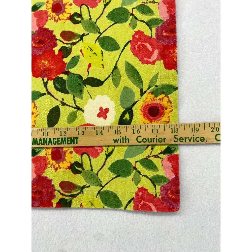 CRATE & BARREL Set of 6 Louise Placemats Floral Heavy Woven Cotton Green 14
